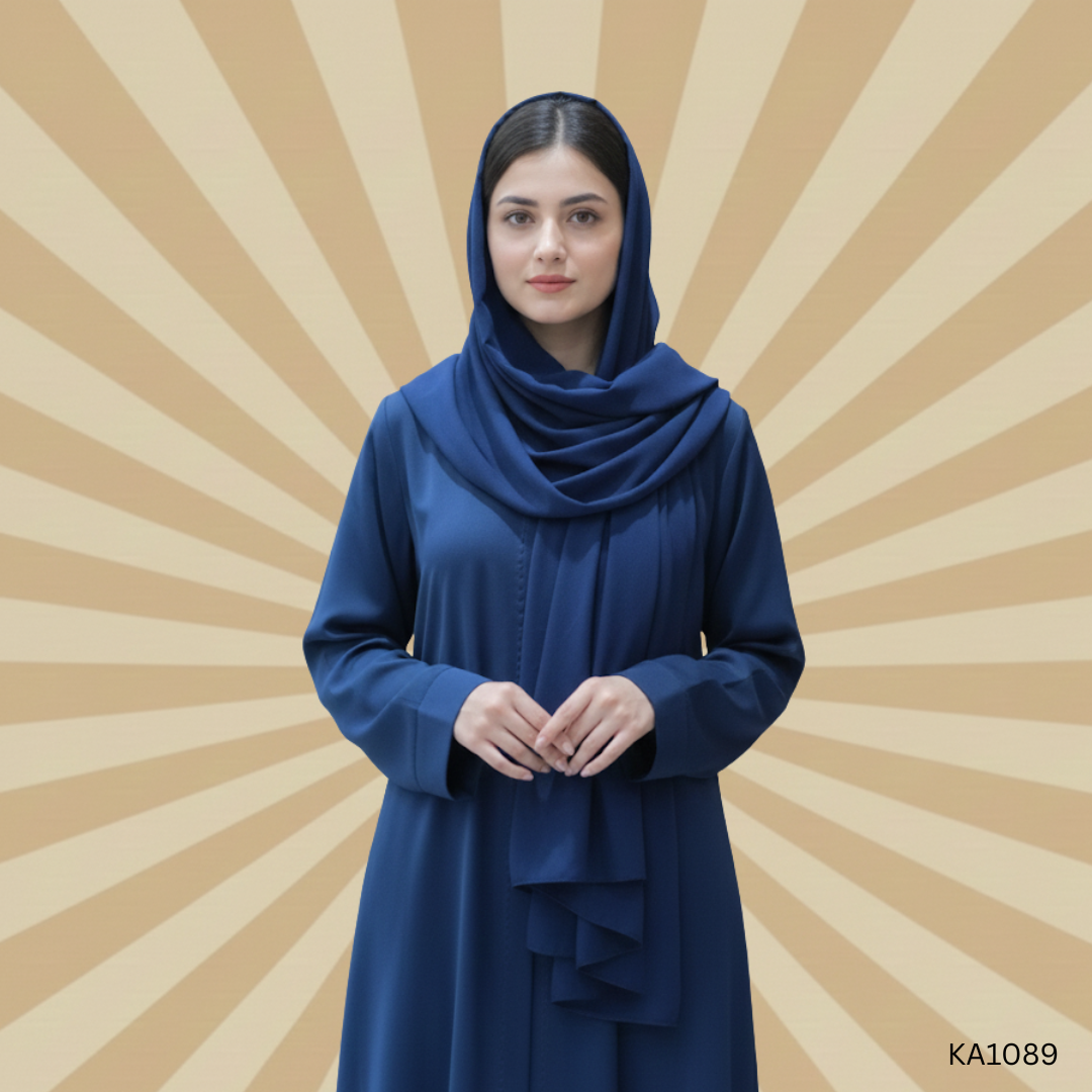 Classic Zinc A-Line Abaya for Women | Elegant Floral Embellished Korean Nida Fabric, Casual & Evening Wear