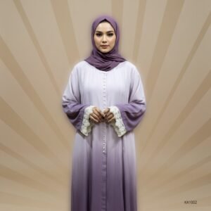 Front Open Indigo Pearl Abaya for Women | Elegant Pleated Double Georgette Abaya with Lace Sleeves | Casual Wear Abaya in Light & Dark Indigo