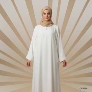 Classic White Plain Abaya | A-Line Style | Premium Double Georgette Nida Fabric | Elegant Everyday Modest Wear for Women