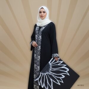 Noir Elegance Upper-Style Abaya (Without Inner) | Premium Nida Fabric with Off-White Cutwork Detailing