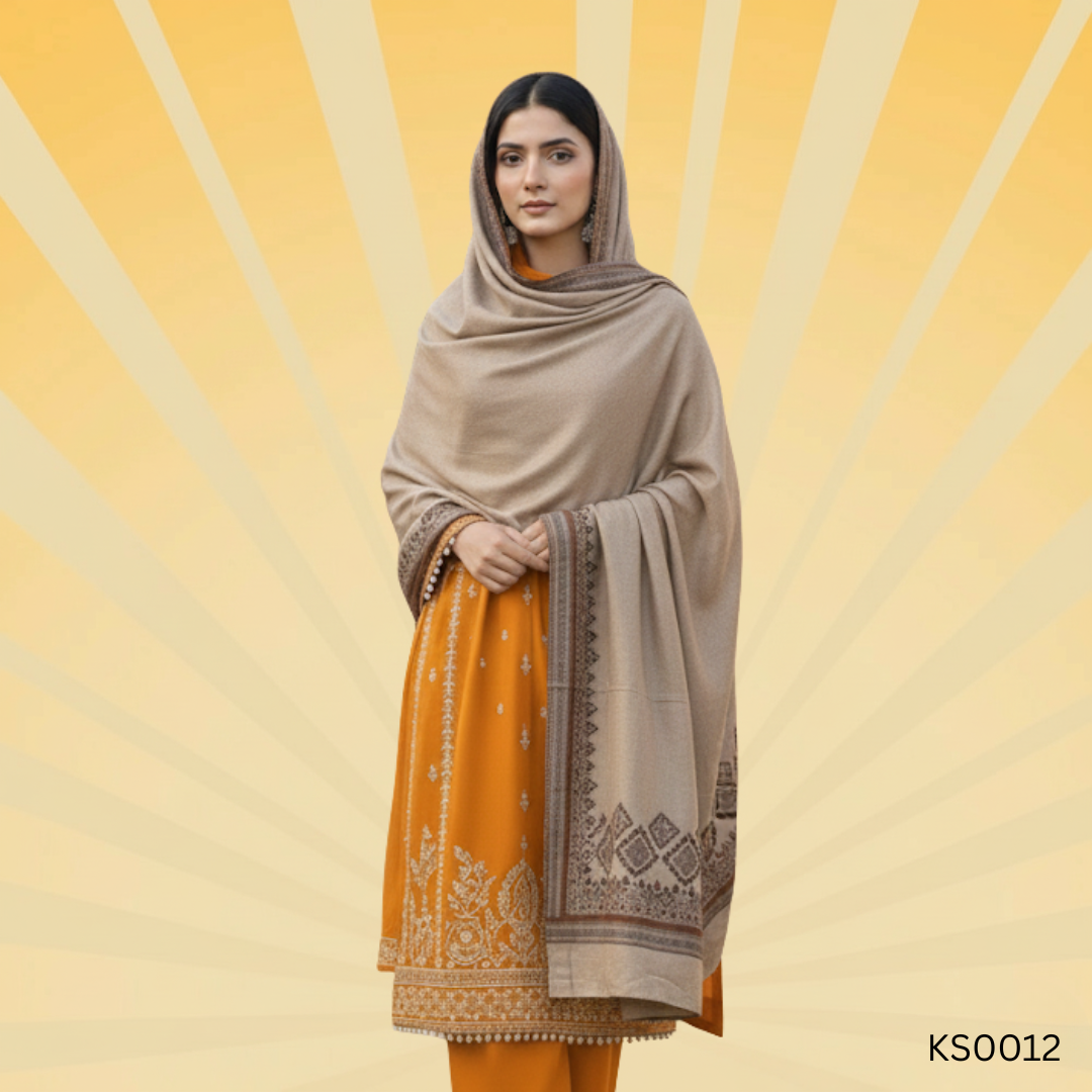 Skin Brown Woolenboarder | Jacquard Shawl