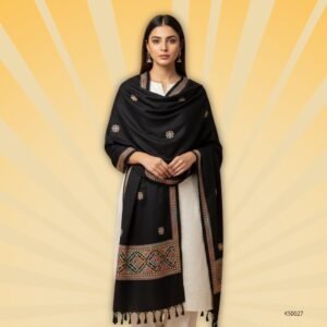 Black Woolen Mirror Work Shawl