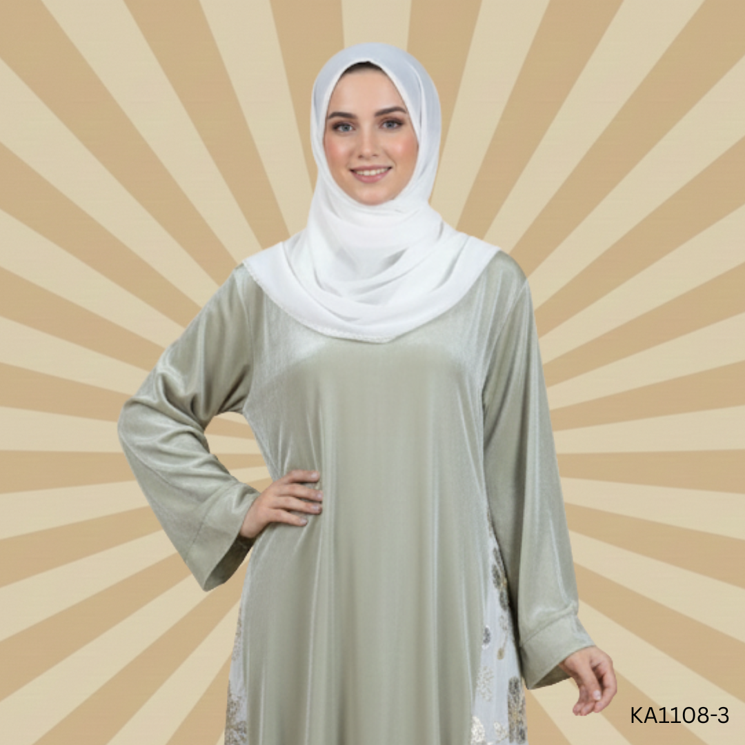 Sitara Pista Green Silk Abaya