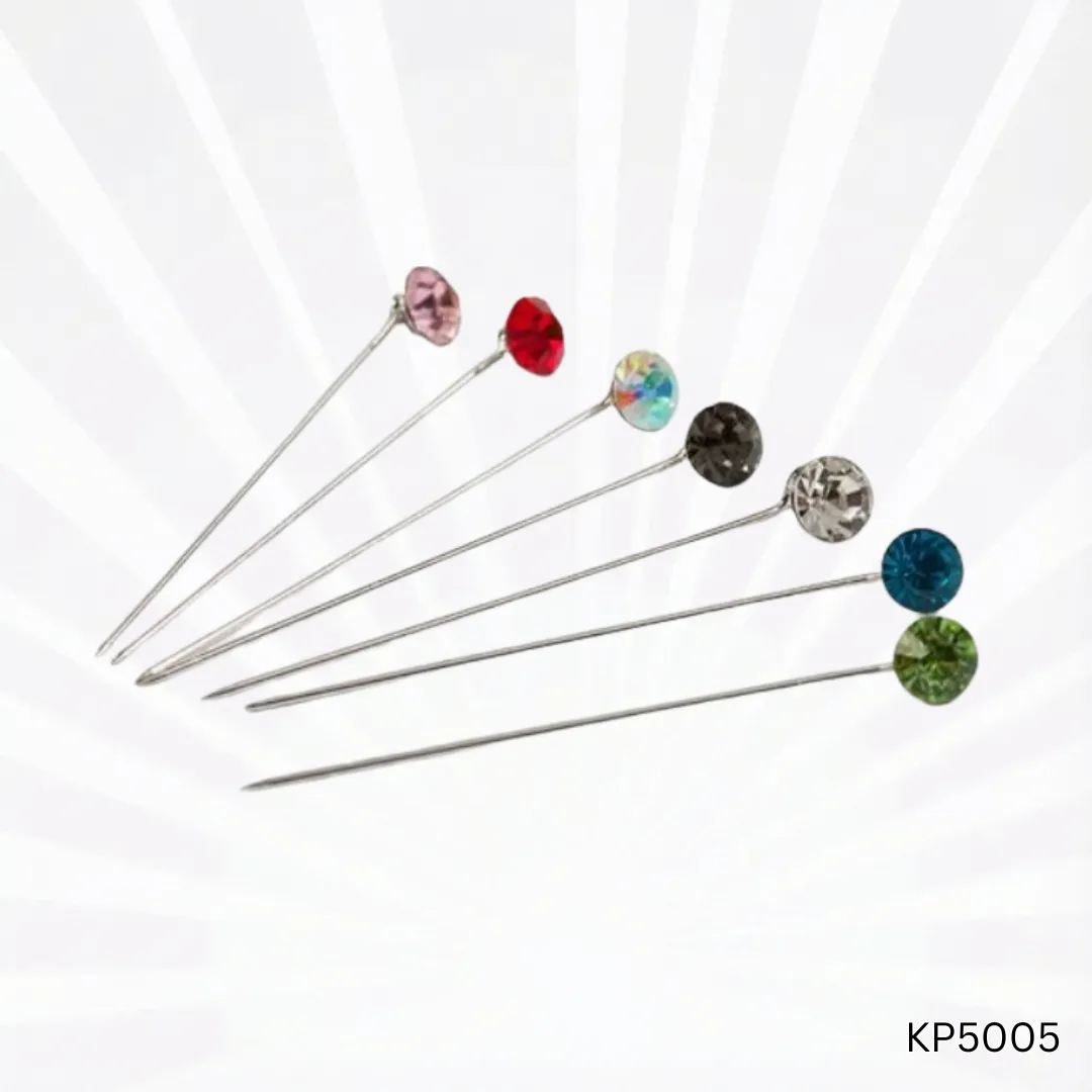 Crystal Studded Hijab Pins | Elegant Multi-Color Secure Hold Pins