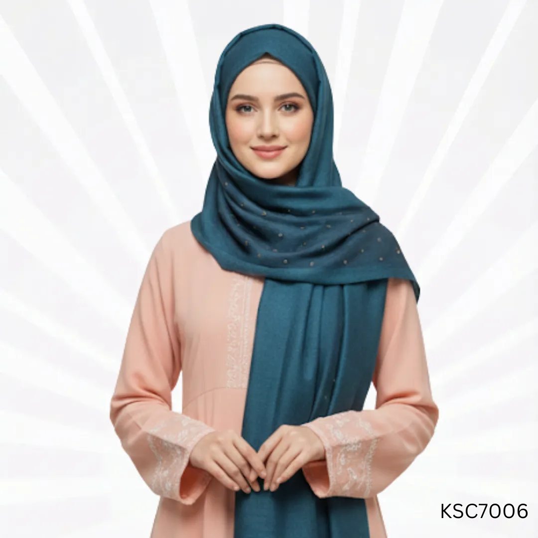 Stone-Studded Silk Lawn Stoler | Elegant Border Scarf